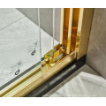 New Design Stainless Steel Golden Framed Tempered Glass Sliding Door Shower Enclosure